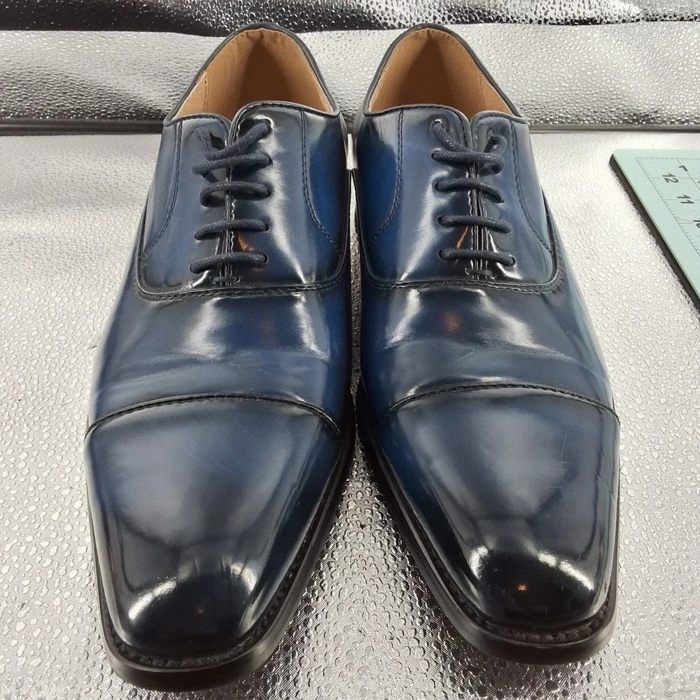 Giorgio Italia Men's Blue Cap Toe Oxfords - Size 7.5 - PU Upper‎ Leather Lined